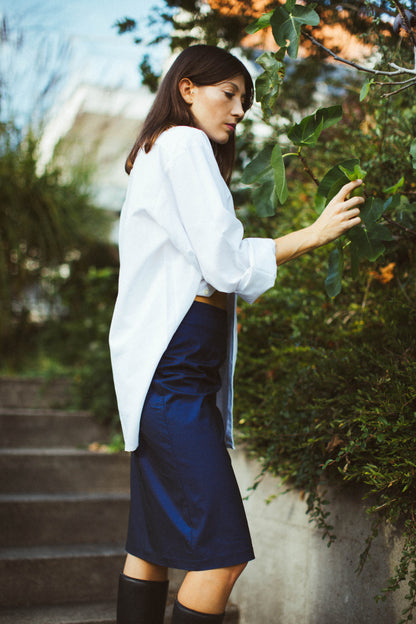 MIDNIGHT BLUE MIDI SKIRT