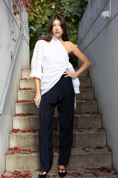 SILK ELASTICATED-WAIST PYJAMA TROUSERS